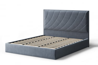 Кровать СОФИЯ 2000*1600мм (без опор), велюр Бренди лайт 28 (серый), (б/основания, б/матраса)