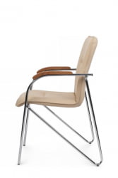 Стул Самба с деревянными подлокотниками SMB-02H Хром гальв. Бежевый