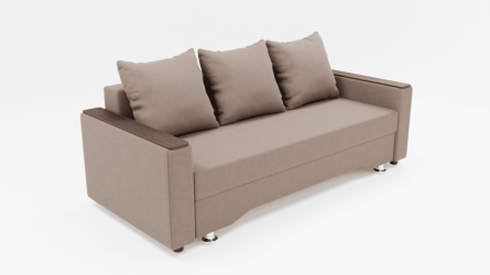 Диван Квадро-2 ППУ (ЗР) Цвет фасада: Светло коричневый; Тип: Прямой; Материал фасада: Металл/Велюр