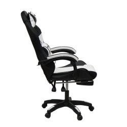 Кресло 908 KINGQUEEN цвет черный/белый с массажем и подсветкой 908-black-white-mass