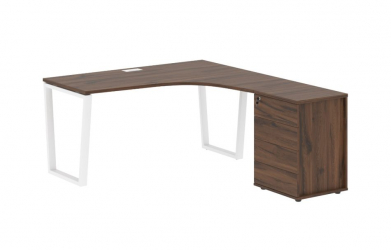 Стол эргономичный с тумбой правый EDIS EVCET 1518 R Дуб Денвер темный Белый