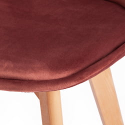 Стул TULIP SOFT (mod. 74) вельвет/дерево , 54 х 47 х 83 см , коралловый (HLR 44)/натуральный