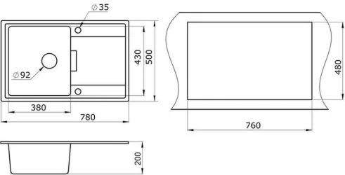 Кухонная мойка GRANULA 7804 Базальт