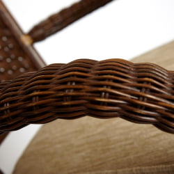 Комплект террасный ANDREA (стол кофейный со стеклом + 2 кресла + подушки) ротанг, 64х67х92см / D60х55, Pecan Washed (античн. орех)