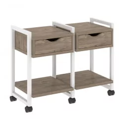 Тумба на колесных опорах наборная. Вариант №1 LOFT VR.L-TN-1.K Металл белый Тиквуд темный