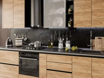 Кухонный гарнитур №8 Шервуд №8 Дуб золотой Черный