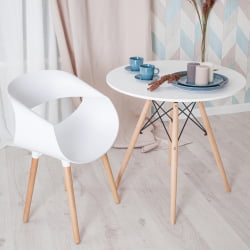 Дизайнерский стол CINDY NEXT (mod. 70-80 MDF) металл/мдф/бук, D70х75см, белый/натуральный