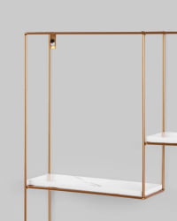 Полка Square золотая Белый мрамор