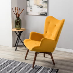 Кресло Хайбэк желтый/т.орех