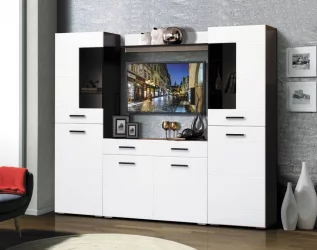 Набор мебели для гостиной Грация 1.8 с комодом с 2-мя ящиками и 2-мя дверями МДФ глянец Венге/Дуб выбеленный