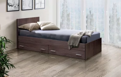 Односпальная кровать с ящиком с ящиками на уголках №4 ЛДСП 800*1900 Ясень Шимо светлый