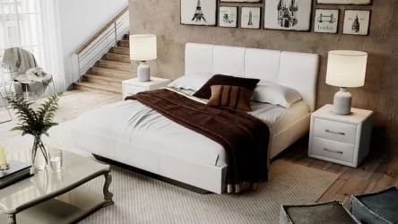 Кровать двуспальная Элис с мягкой обивкой  тип 1 Светлая