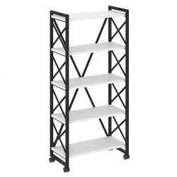 Стеллаж на колесных опорах - 5 полок LOFT VR.L-MST.K-5.8 Металл черный Белый Бриллиант