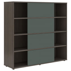 Стеллаж со слайд-дверьми VELION VMCS 1615 Нефрит Дуб Сильвер