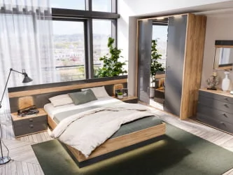 Шкаф двухстворчатый с зеркалом Фиджи ЛД 659.234.000 Дуб Золотой Антрацит