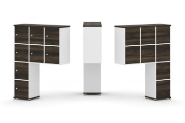 Надставка на стол высокая односторонняя + задняя стенка (8 шт.) + распашной фасад (8 шт.) CONCEPT CN.ONV-010 Дуб Мали Белый бриллиант Белый металл