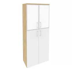 Шкаф высокий широкий ОНИКС О.СТ-1.7Р вхите Тиквуд Светлый/Белый / ONIX O.ST-1.7R white