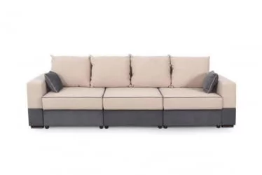 Серый диван из велюра Бостон 2400 Стандарт Бежево-темно-серый