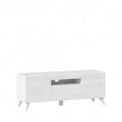 ТВ тумба Бруклин 1200 с опорами Белый глянец