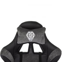 Кресло компьютерное BRABIX Forcer GM-127, 2 подушки, экокожа/велюр, черное/серое