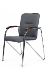 Стул Самба с деревянными подлокотниками СМБ-02Х Хром гальв. Серый / SMB-02H