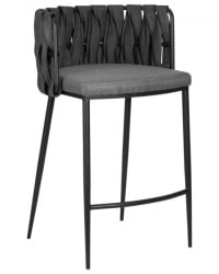 Стул полубарный ДОБРИН АМЕЛИА CОУНТЕР (серая ткань (Ф-48), темно-серый винтажный ПУ (МФ-12)) 4 шт / DOBRIN AMELIA COUNTER (F-48), PU (MF-12))