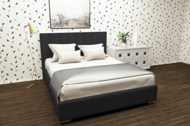 Кровать 180 на 200 Терра с ортопедическим основанием Цвет фасада: Темно серый; Материал фасада: Металл/Велюр; Спальное место: 1800х2000 мм