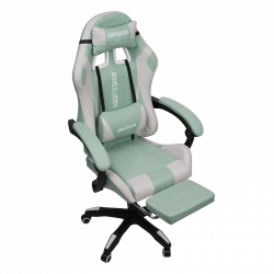 Геймерское кресло 1208, замша, цвет сине-белый с массажем, арт 1208-Blue-White