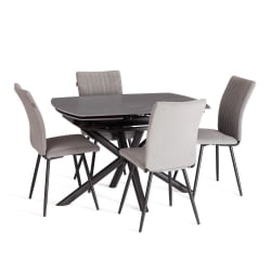 Стол обеденный Winston/Винстон столешница керамика (матовая) /опоры металл, темно-серый/черный, (120+30+30)x80x75 см