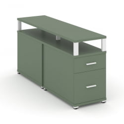 Тумба двухсторонняя опорная приставная с ящиком, распашным фасадом и надставкой CОНCЕПТ CН.ДТГП-002 Б/В Кобо Белый / CONCEPT CN.DTGP-002 B/W