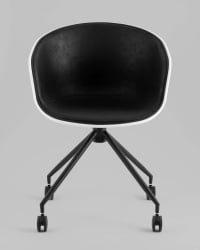 Кресло офисное LIBRA пластик белый экокожа черная на колесиках