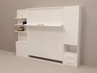 Шкаф-кровать Смарт 1 с полками 1400 левый Дуб молочный