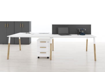 Стол эргономичный правый Forta FCT 1567 R Белый премиум Дуб Гамильтон