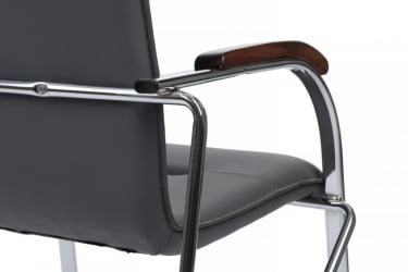 Стул Самба с деревянными подлокотниками СМБ-02Х Хром гальв. Серый / SMB-02H