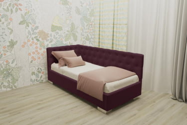 ДЕТСКАЯ МЯГКАЯ ИНТЕРЬЕРНАЯ КРОВАТЬ ВЕРСАЛЬ С ОРТОПЕДИЧЕСКИМ ОСНОВАНИЕМ (BERHOUSE) Цвет фасада: Красный; Материал фасада: Металл/Велюр; Спальное место: 800х1900