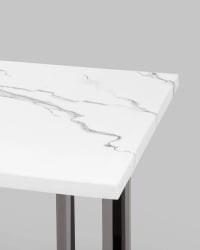 Журнальный столик Нэйтан 61*61 белый мрамор сталь Темный хром