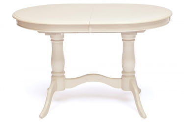 Раздвижной овальный стол Eva (EV-T4EX) дерево гевея/мдф, 120+39х80х75см, ivory white (слоновая кость 2-5)