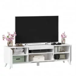 ТВ тумба Бруклин 1500 с опорами Белый глянец