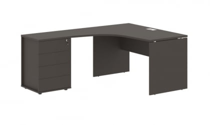 Стол эргономичный с тумбой левый EDIS EDCET 1318 L Мокко Белый