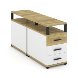 Тумба двухсторонняя опорная приставная с 3-мя ящиками и надставкой CONCEPT CN.DTGP-001 B/W Дуб Винченцо Белый бриллиант Черный