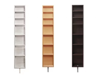 Поворотный шкаф в черном глянцевом стекле Зум Шелф Молочный дуб