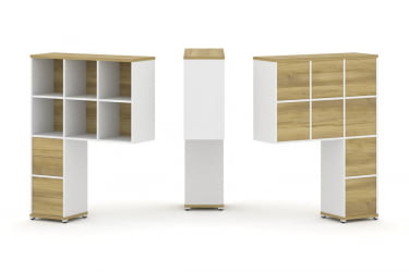 Надставка на стол высокая односторонняя + задняя стенка (8 шт.) + блок с 2-мя ящиками (2 шт.) CONCEPT CN.ONV-005 Дуб Винченцо Белый бриллиант Белый металл