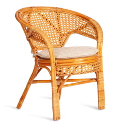 Комплект PELANGI 02/15 ( стол со стеклом + 4 кресла ) [с подушками] ротанг, кресло 65х65х77см, стол диаметр 64х61см, Honey (мед)