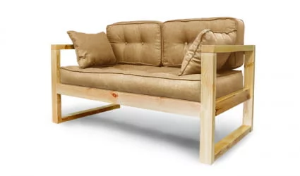 Диван двухместный DEmoku Д-2 бежевый-темный дуб
