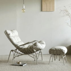 Кресло-качалка Liam с пуфом, серое