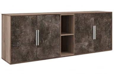 Шкаф низкий 4 створки, с нишей B-TONE BTN36153042 Вяз Бетон темный