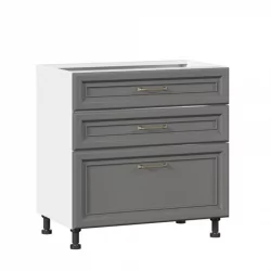 Тумба кухонная 800 с 3 ящиками ЛЮКС (4) Джелатто ЛД 241.930.000.124 Белый Оникс серый