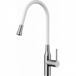 Смеситель Omoikiri Yatomi-Bn-Wh Латунь/Нерж. Сталь/Белый Шланг