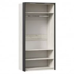 Шкаф двухстворчатый с комбинированными дверями и паспарту Техно 04 Дуб Крафт белый Серый шифер