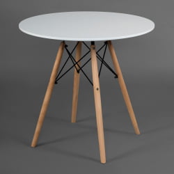 Дизайнерский стол CINDY NEXT (mod. 70-80 MDF) металл/мдф/бук, D80х75см, белый/натуральный